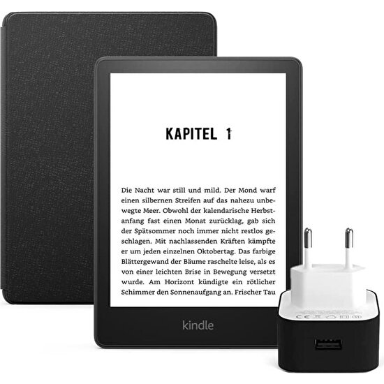 Amazon Kindle 6.8 Paperwhite 5 E Kitap Okuyucu 16 GB + Orijinal Deri Kılıf ve Şarj Adaptörü Reklamsız