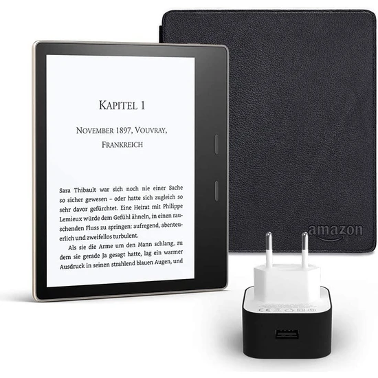Amazon Kindle Oasis 8 GB E Kitap Okuyucu Gri + Orijinal Kılıf ve Orijinal Şarj Adaptörü