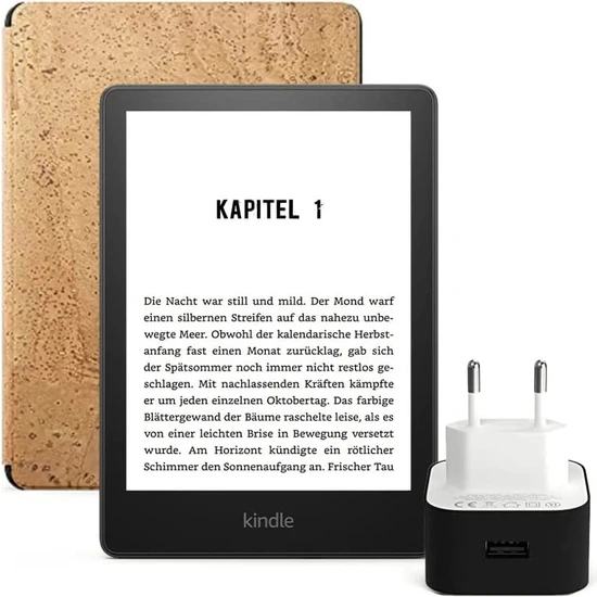 Amazon Kindle 6.8 Paperwhite 5 E Kitap Okuyucu 8 GB + Orijinal Mantar Kılıf ve Şarj Adaptörü Reklamlı