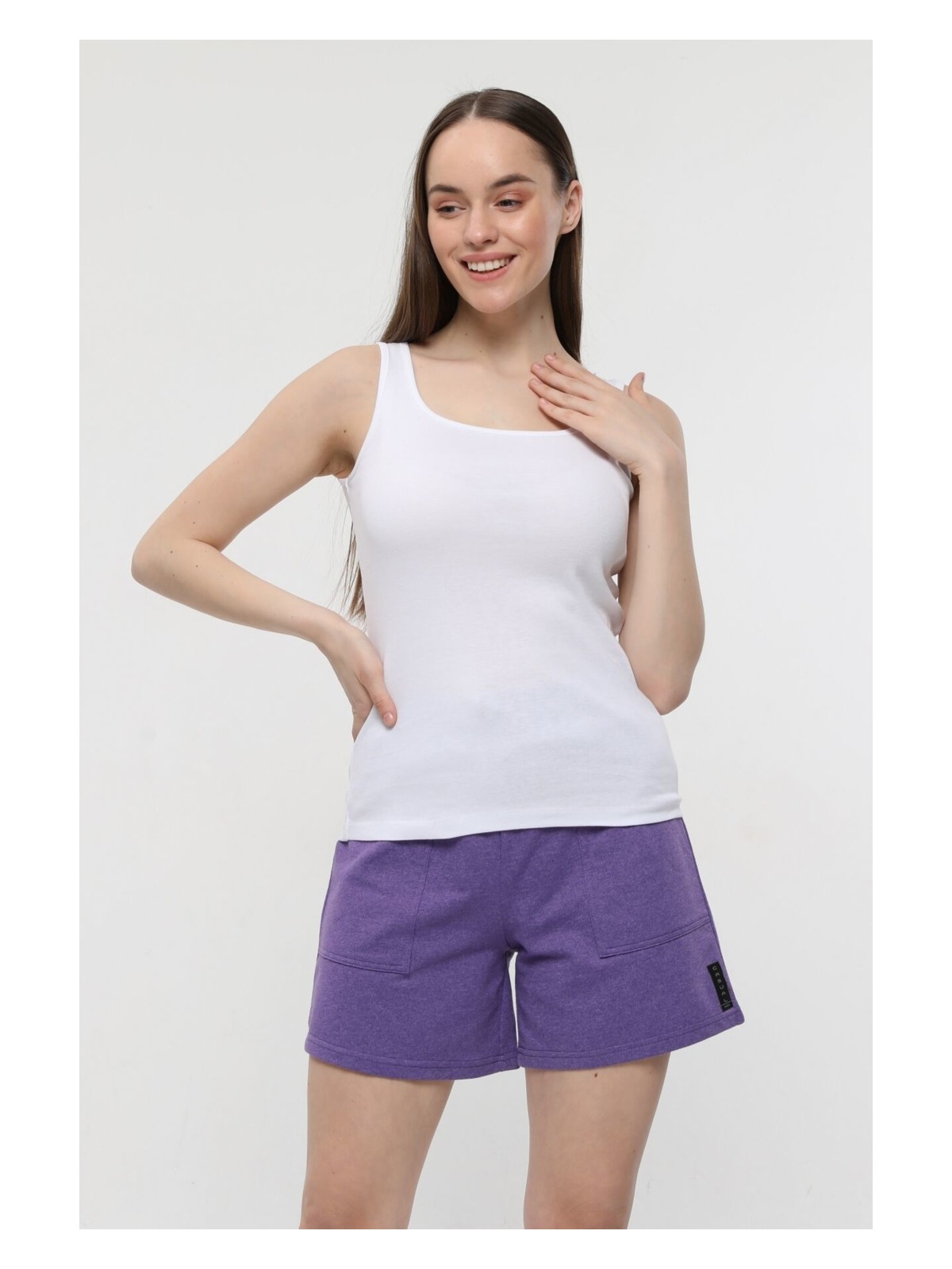 Defy's Kadın U Yaka Sıfır Kol Regular Fit Basic Geniş Askılı Tişört Beyaz