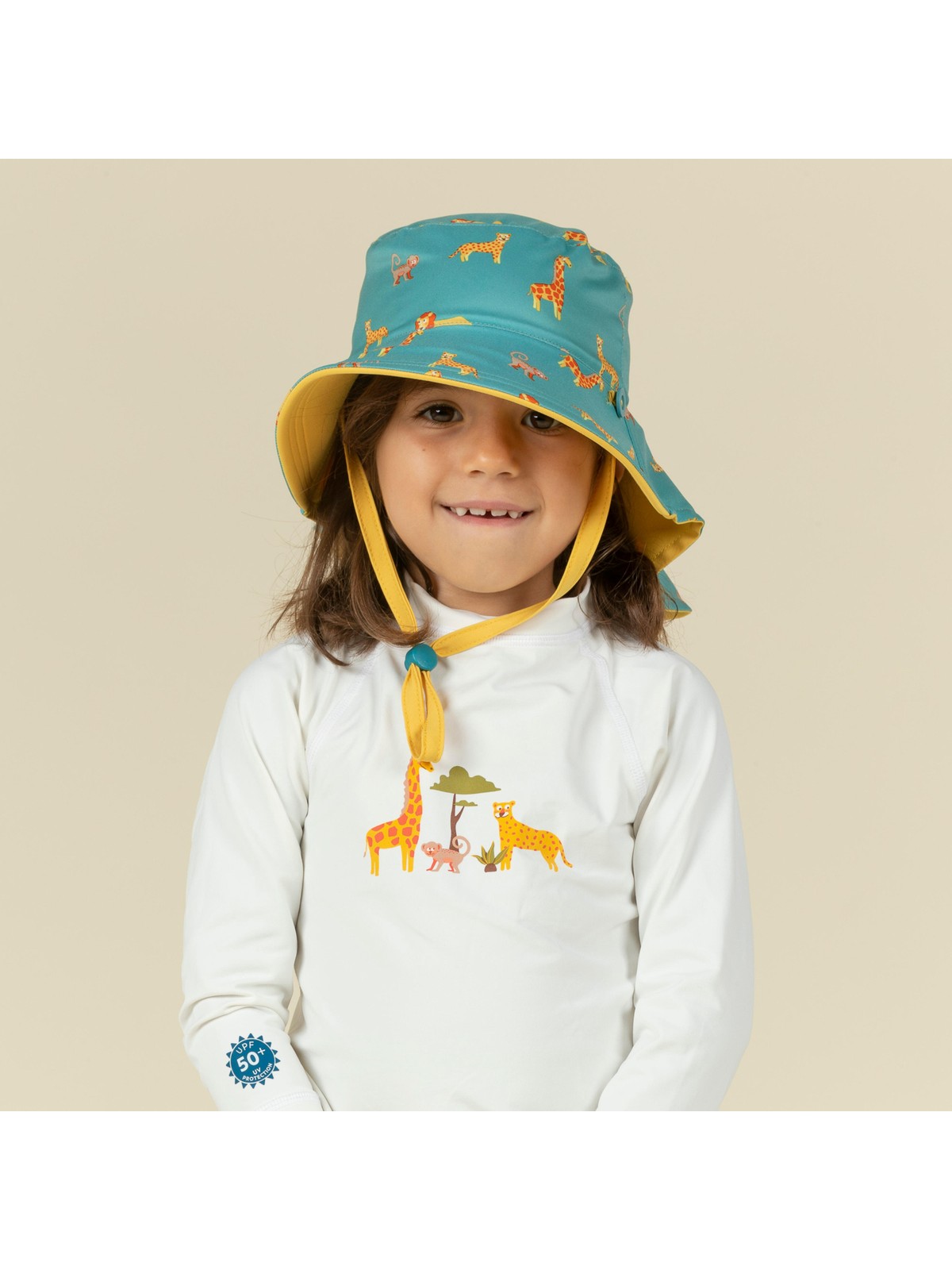 Decathlon Nabaiji Bebek Uv Korumalı Çift Taraflı Şapka Mercan Rengi Çiçekli - Görsel 3