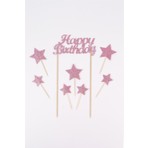 Le Mabelle Pembe  Happy Birthday Yıldız Pasta Süsü