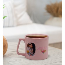 Bk Gift Kişiye Özel Fotoğraflı Anneler Günü Tasarımlı Pastel Pembe Middle Kupa Bardak, Anneye Hediye, Anneler Günü Hediyesi-1