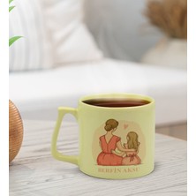 Bk Gift Kişiye Özel Isimli Anneler Günü Tasarımlı Pastel Sarı Middle Kupa Bardak, Anneye Hediye, Anneler Günü Hediyesi-5