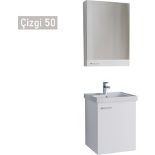 Era Çizgi 50 cm Beyaz Mdf Banyo Dolabı Takımı