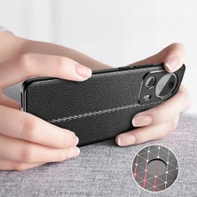 Case 4U Xiaomi Mi 13 Lite Kılıf Rugan Armor Deri Görünümlü Yüksek Kalite Silikon Niss Siyah