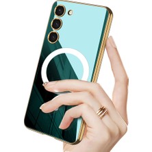 Case 4U Samsung Galaxy S23 Plus Kılıf Magsafe Wireless Şarj Özellikli Parlak Elektroplating Kent Kapak Beyaz