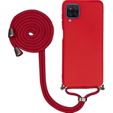 TahTicMer Samsung Galaxy A22 4g Uyumlu Kılıf Silikon Boyundan Askılı Ipli Lansman Kapak Renkli Tpu