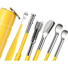 Soulada Paslanmaz Çelik Kulak Temizleme Çubuğu 6 Adet Set Taşınabilir Spiral Çocuk Kulak Temizleme Çubuğu Seti Kulak Toplama Aracı Pu Deri Çanta Ambalajı Kauçuk Tüp Ambalajı (Yurt Dışından)