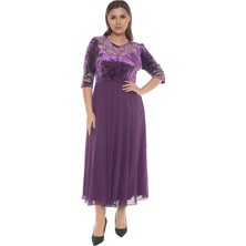 Modayız Nakışlı Büyük Beden Abiye Elbise F10-2334