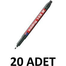 Edding 20 Adet Asetat Kalemi Silgili  E-149M Siyah  CD Kalemi 1 mm Permanent