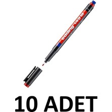 Edding 10 Adet Asetat Kalemi Silgili  E-149M Kırmızı  CD Kalemi 1 mm Permanent