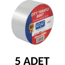 Kraf 5 Adet 50 mm x 25 Metre Çift Taraflı Bant