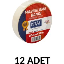 Kraf 12 Adet Maskeleme Bandı 25 MMX40METRE Kağıt  Bant