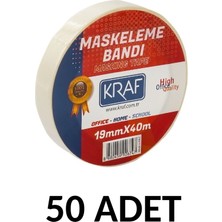 Kraf 50 Adet Maskeleme Bandı 19 mm x 40 Metre Kağıt Bant