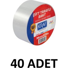 Kraf 40 Adet 38 mm x 25 Metre Çift Taraflı Bant