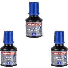 Edding BT30 Yazı Tahtası Kalemi Mürekkebi 30 ml 3 Lü Set Mavi