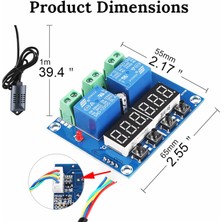 XH-M452 Dc 12V 10A Dijital LED Çift Çıkış Sıcaklık ve Nem Kontrol Modülü