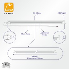Lambaled Mutfak Tezgahı LED Aydınlatma 100 cm Günışığı Buzlu Camlı