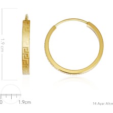 Altınkesesi Altın Düz Desenli Halka Küpe 1.9 cm Gizli Kilit