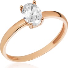 Altın Kesesi 14 Ayar Altın Oval Tektaş Yüzük