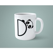 Hesaplısı Burada D Harfi Panda Alfabe Baskılı Kupa Bardak