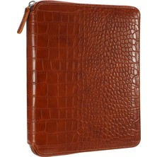 MTKardeşler Victoria's Journals Croco Zipper Folder Defter Kahverengi Çizgili