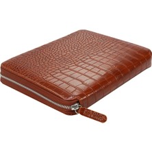 MTKardeşler Victoria's Journals Croco Zipper Folder Defter Kahverengi Çizgili