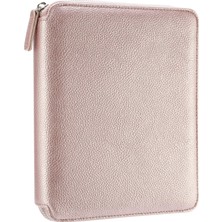 MTKardeşler Victorias Journal's Buffalo Zipper Folder Defter Sedefli Rose Gold Çizgili