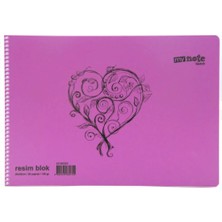 Mynote 10 Adet Büyük Boy 35X50 cm Resim Defteri 30 Yaprak Plastik Kapak Spiralli Karışık Renk