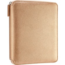 MTKardeşler Victorias Journal's Buffalo Zipper Folder Defter Sedefli Altın Çizgili