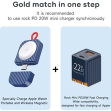 Rock W26 Apple Watch Magsafe Taşınabilir USB Şarj Cihazı Mavi ( Type-C)