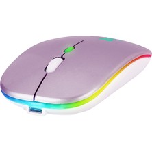 Blueforce V5.0 Bluetooth & Wireless 2,4ghz Sessiz Kablosuz Mouse Pembe Işıklı Şarjlı