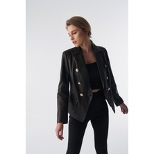 Furniq UK Kadın Siyah Blazer Ceket