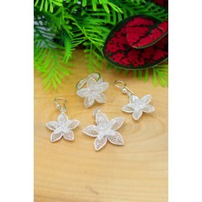 Midyat Nurtaş Gümüş Zambak Model Kadın 925 Ayar Gümüş Telkari Üçlü Set 201022172