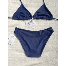 Meot Derin Mavi Tam Kapalı Üçgen Bikini Takım