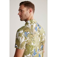 Hemington Çiçek Desenli Yeşil Polo Yaka T-Shirt