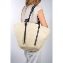 Luvi Arias Bej Hasır Kadın Omuz Çantası