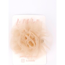 Le Mabelle Bej  Tül Çiçek Kız Çocuk Klips Toka