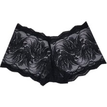 Doa Fil Store Dantel Brazilian Model 3'lü Siyah-Beyaz-Kırmızı Dantelli Short Külot