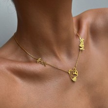 Nida Jewelry 925 Ayar Gümüş Çift Isim Anne Bebek Kolye