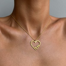 Nida Jewelry 925 Ayar Gümüş Kalp Mom Kolye