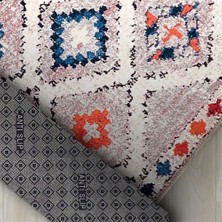 Carpettex El Dokuma Yün Kilim Görünümlü Bej Krem Halı Kaymaz Yıkanabilir