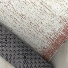 Carpettex Modern Abstrak Yağmur Bordür Desenli Rose Beyaz Halı Kaymaz Yıkanabilir