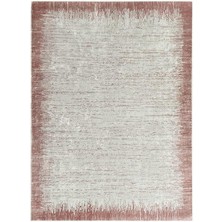 Carpettex Modern Abstrak Yağmur Bordür Desenli Rose Beyaz Halı Kaymaz Yıkanabilir