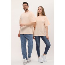 Giyadda Kadın Erkek Somon Yavruağzı Oversize Bol Kalıp Basic T-Shirt