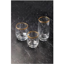 Paşabahçe Lav Gold Yaldızlı Diamond 18 Parça Meşrubat Su Takımı