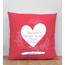 Bk Gift Kişiye Özel Isimli Anneler Günü Tasarımlı Kırmızı Kırlent Yastık, Anneye Hediye, Ev Dekorasyonu, Anneler Günü Hediyesi-2