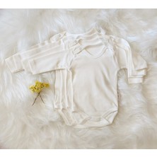 Nayinom Baby Lotus %100 Pamuk Çıtçıtlı Uzun Kollu Beyaz Bebek Body Zıbın