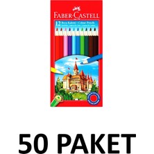 Faber-Castell 50 Paket  Karton Kutu 12 Renk Kuru Boya Kalemi